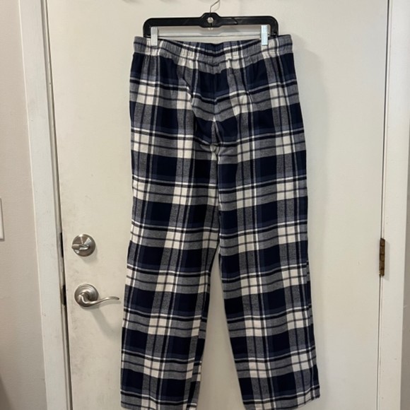 Old Navy Blue & White Plaid Fleece Pajama Pull On Drawstring Pants Size Large - Picture 5 of 10